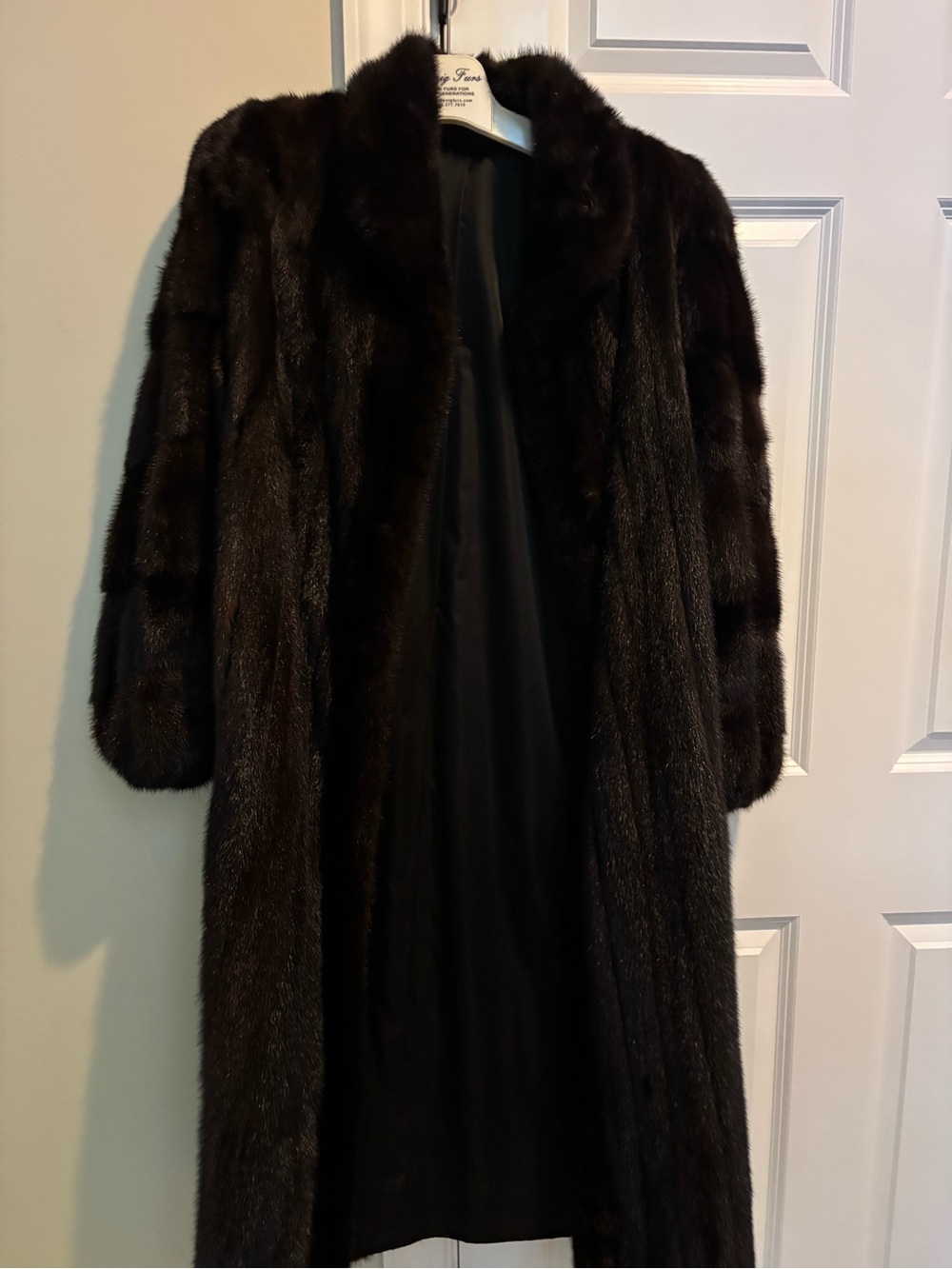 Anne Klein Dark Brown Long Fur Coat